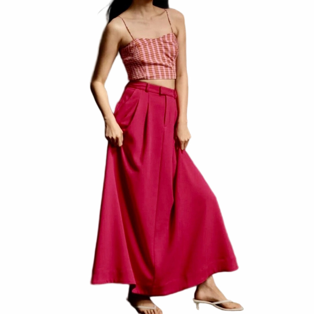Anthropologie Maeve Avery Pleated Full Length Maxi Skirt Pink Size 6 Pockets - Picture 2 of 12